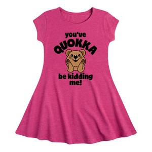 Girls' - Instant Message - Youve Quokka Be Kidding Me Fit & Flair Cap Sleeve Graphic Dress - 1 of 4
