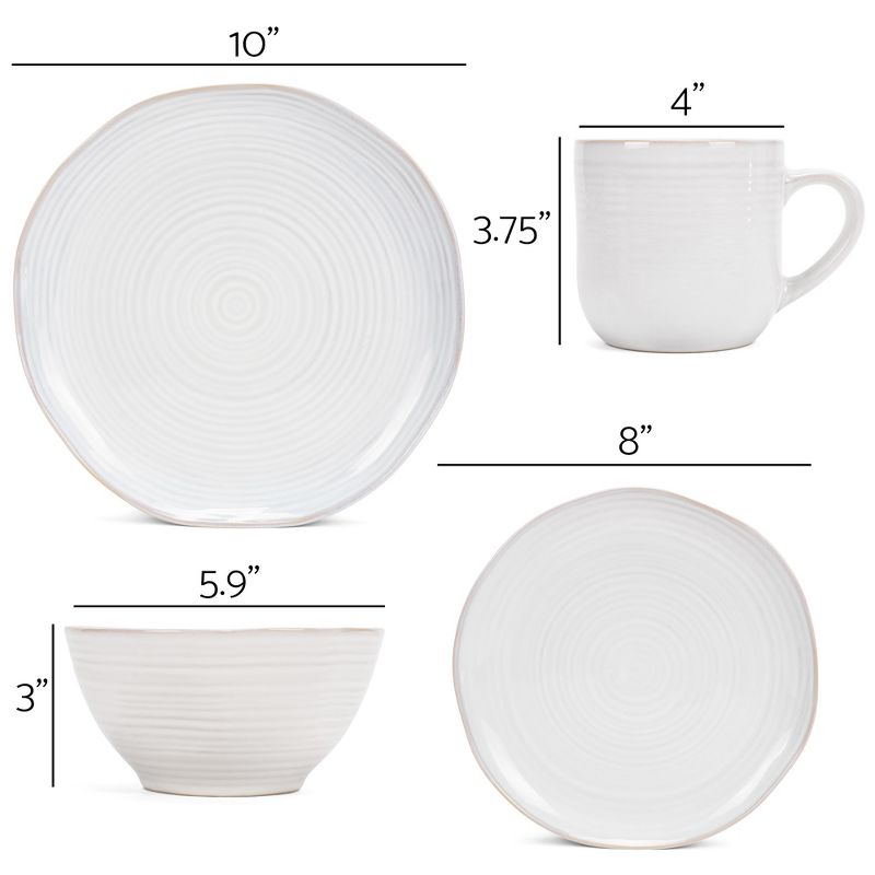 Elanze Designs 16-Piece Reactive Glaze Ceramic Stoneware Dinnerware - Service for 4, Classic White, 4 of 7