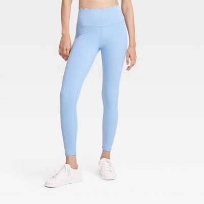 Women's Scallop Detail High-Rise 7/8 Leggings - JoyLab™ Light Blue XS