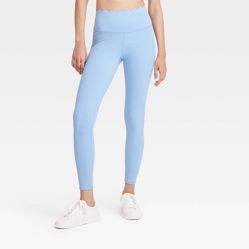 Women s Scallop Detail High Rise 7 8 Leggings JoyLab Light Blue XXL