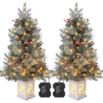 3FT Prelit Artificial Christmas Tree with Lights, 3 Foot Artificial Christmas Tree, 78 LED Prelit Christmas Tree