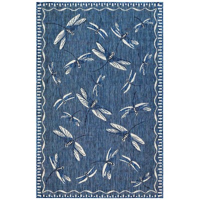 6'6"x9'4" Rectangle Indoor and Outdoor Area Rug Blue - Liora Manne