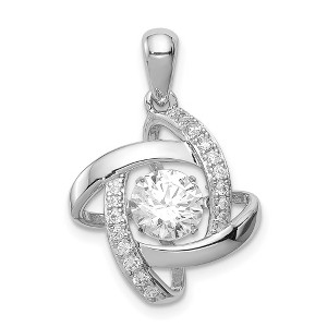 Black Bow Jewelry Platinum Plated Sterling Silver & CZ Geometric Pendant, 17mm (5/8 in) - 1 of 4