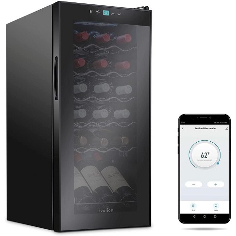 Newair 24 Bottle Wine Cooler Refrigerator, French Door Dual Temperature  Zones, Freestanding Wine Fridge with Stainless Steel & Double
