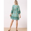 Allegra K Women's Boho Floral Print Summer Casual 3/4 Sleeve Loose Fit Beach Dress - 4 of 4