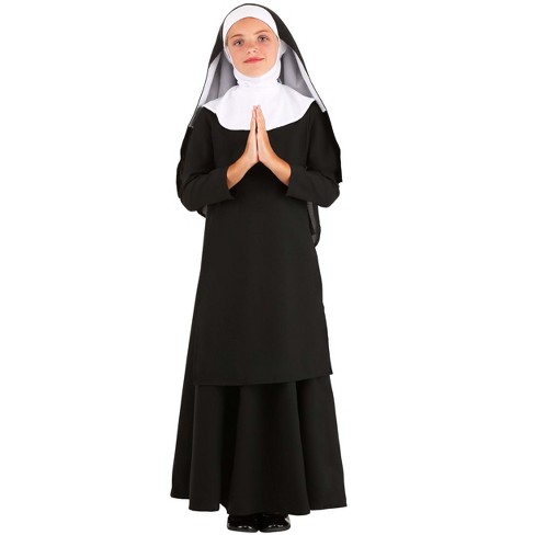 Halloweencostumes.com X Large Deluxe Nun Kid's Costume, Black/white ...