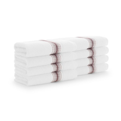 Aston Arden White Luxury Cotton Towels For Bathroom 600 Gsm 13x13 In. 8 pack White With Striped Ombre Border Rose Target