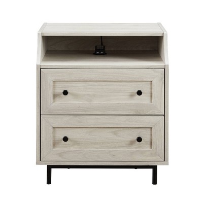 Transitional 2 Drawer Nightstand with USB Port - Saracina Home
