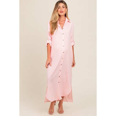 Pinkblush Pink Striped Button Down Maternity Maxi Dress : Target