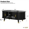 RISOKEYS 42.5"W Oval Fluted Coffee Table - Mid-Century Center Table with Sliding Tambour Door and Charging Station for Living Room - Black - 3 of 4