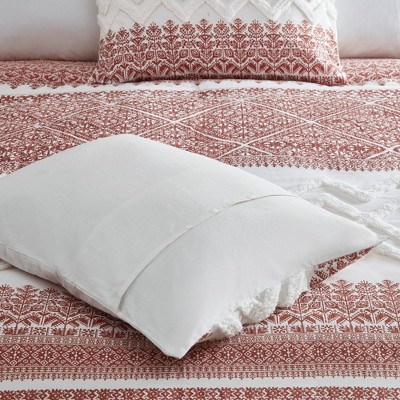 Mila Full/Queen Cotton Duvet Cover Set with Chenille Tufting