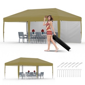 10x20 Heavy Duty Pop Up Canopy Tent w/Roller Bag, 4 Weight Bags, 8 Stakes & 6 Guy Ropes - 3 Height Adjustable - 1 of 4
