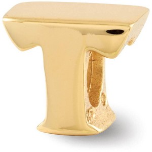 Black Bow Jewelry Letter T Bead Charm in 14k Yellow Gold Plated Sterling Silver - 1 of 4