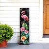 HomeRoots 36" Black And Pink Solid Wood Tropical Floral Flamingo Porch Sign - 2 of 4