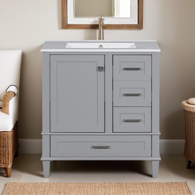 30" Bathroom Vanity, Modern Bathroom Cabinet with Sink Combo Set, Bathroom Storage Cabinet with a Soft Closing Door and 3 Drawers - Leovsnove