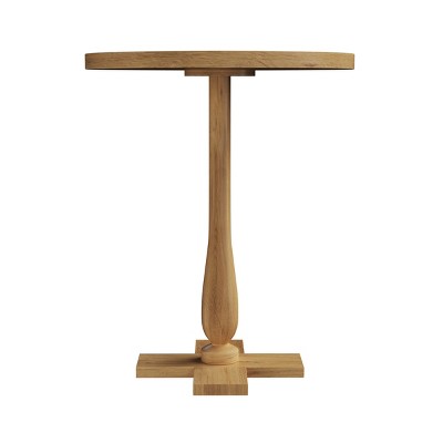 Natural Mango Wood Round Pedestal Side Table