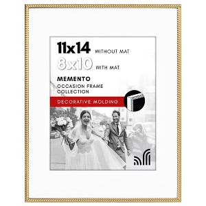Americanflat 11x14 Picture Frame with Rope-Style Detailing and Shatter-Resistant Glass - 8x10 with Mat or 11x14 Without Mat - Metal Frames - Gold - 1 of 1
