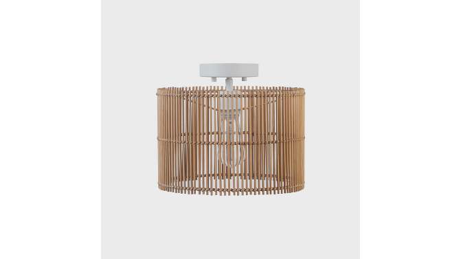 Ocean 1-Light Matte White Flush Mount Ceiling Light with Natural Bamboo Shade - Globe Electric, 2 of 12, play video