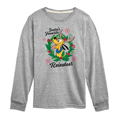 Boys' - Disney - Santas Favorite Reindeer Pluto Christmas Long Sleeve Graphic T-Shirt - image 1 of 4