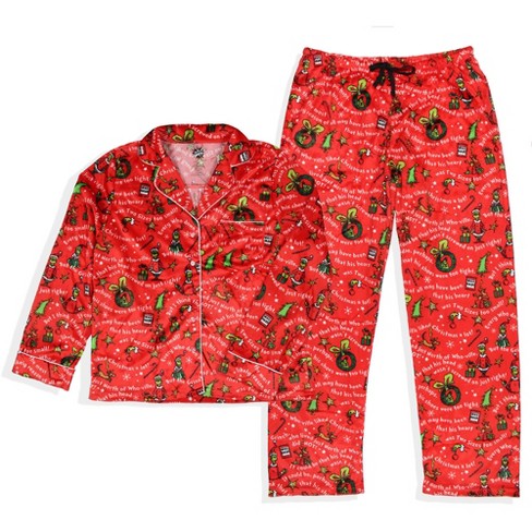 How The Grinch Stole Christmas Tossed Print Collar Sleep Pajama Set (xs ...