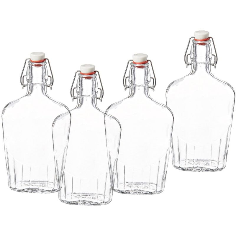 Bormioli Rocco Fiaschetta Glass 17 Ounce Hermetic Pocket Flask, Set of 4,Clear, 1 of 6