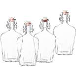 Bormioli Rocco Fiaschetta Glass 17 Ounce Hermetic Pocket Flask, Set of 4,Clear