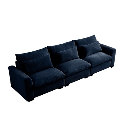 NicBex 122 Inch Deep Seat Corduroy Couch,3 Seater Sofa with 3 Waist Pillows for Living Room,Bedroom,Office,Apartment