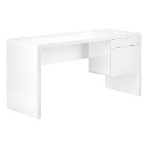 Monarch Specialties Computer Desk Home Office Laptop Left Right Set-Up Storage Drawers 60InchL Work Laminate Glossy White Contemporary Modern - 1 of 4