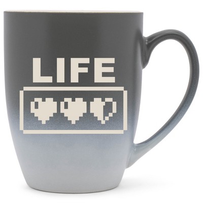 100 North Gaming 10 Ounce Gray and White Two Toned Ombre, Comfortably Fits Your Hands, Ceramic Tea Coffee Cup Mug, Life
