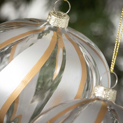 5"H & 4"H Sullivans Christmas Striped Ornaments Set of 2  Christmas Ornament Set