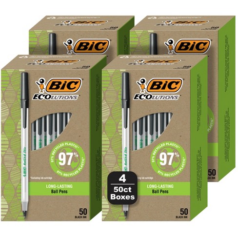 BIC Ecolutions – 12 Penne A Sfera Round Stic – Punta Media 1mm – Inchiostro Nero – 74% Riciclabile