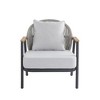 Outdoor Club Chairs with Gray Cushions, Rope Patio Club Chair with Iron Frame and Wood Armrests,Rope Backrest Garden Lounge Club Chair-Koiai - 3 of 4