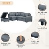 CIPACHO Sleeper Sectional Sofa, L-Shape Corner Couch Sofa-Bed with Storage Ottoman & Hidden Arm Storage & USB Charge   Apartment, Dark Gray - 2 of 4
