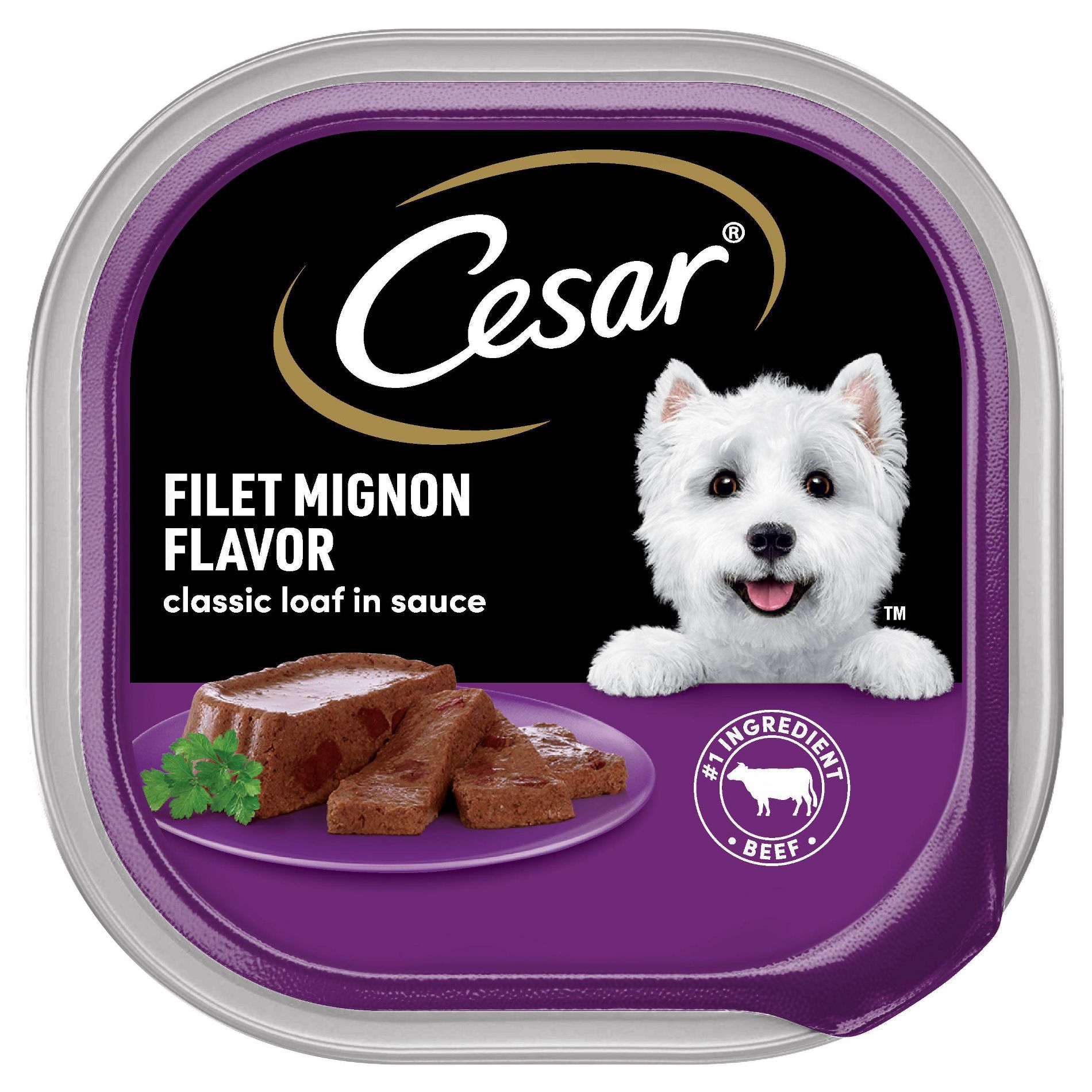 Cesar Steak, Beef, Gravy and Red Meat Flavor Classic Loaf in Sauce Small Breed Wet Dog Food - 3.5oz