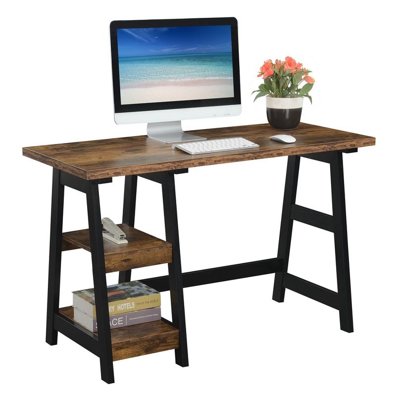 Breighton Home Trinity Trestle Style Desk with Built-In Shelves, 4 of 10