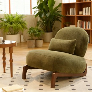 Modern Accent Lounge Chair with Solid Wood Legs, Velvet Upholstered Armless Living Room Chair,Bedroom Reading Chair for Apartment-Koiai - 1 of 4