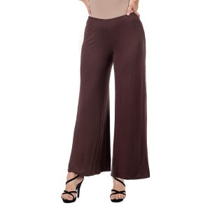 Womens Comfortable Solid Color Palazzo Pants - 24seven Comfort Apparel™ - 1 of 4