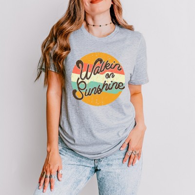 Simply Sage Market Walkin' On Sunshine Short Sleeve Tee - S - Heather Grey