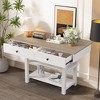 Bella Depot 52" Wood Console Table with Large Drawers and Open Shelves, Convertible Multi-function Dining Table - 2 of 4