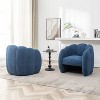 SEYNAR Modern Teddy Upholstered Accent Pumpkin Chair with Openwork Design Set of 2 - 3 of 4