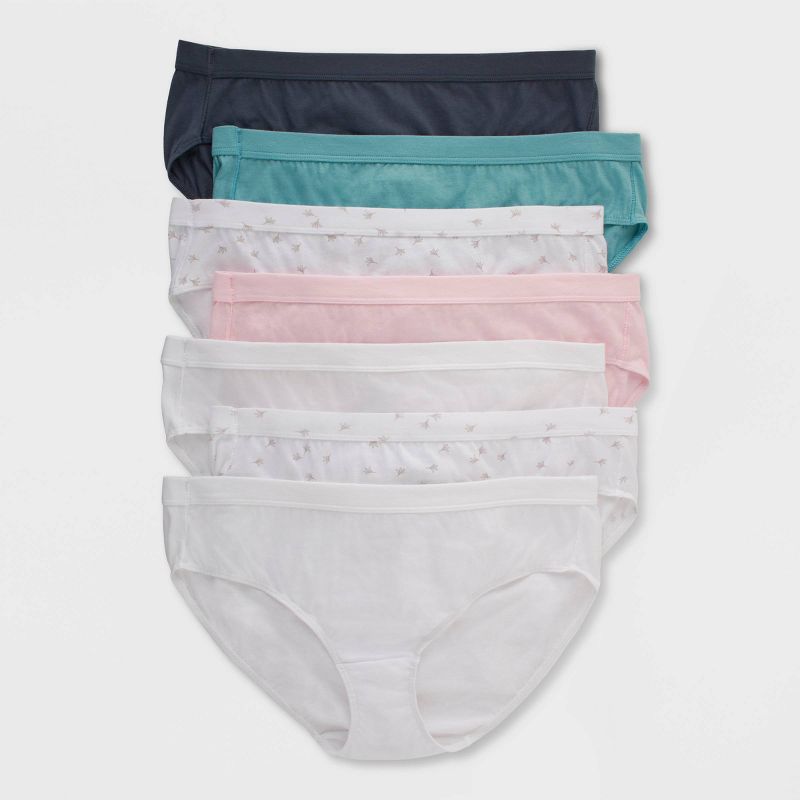 Hanes Women's 6+1 Bonus Pack Pure Comfort Organic Cotton Hipster Underwear - Colors May Vary , 1 of 5