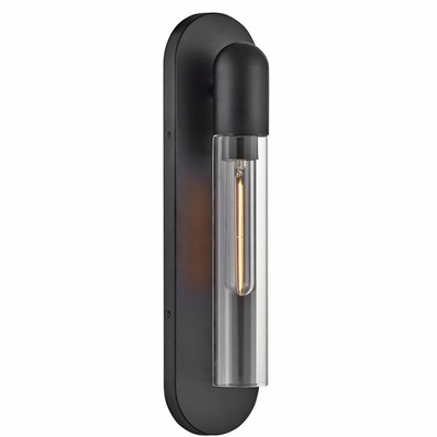 Black Dimmable Cylinder LED Wall Sconce with Clear Glass