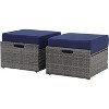 SUGOLD Outdoor Wicker Ottoman Set of 2, All-Weather Rattan Footrests with Thick Cushions, Patio Footstool Seats - 2 of 2