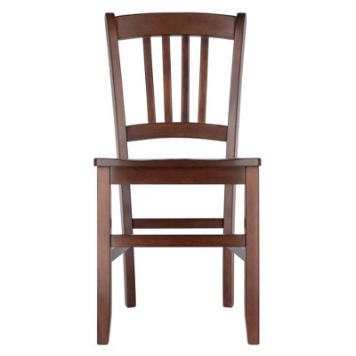 Walnut Slat Back Upholstered Side Chairs, Set of 2