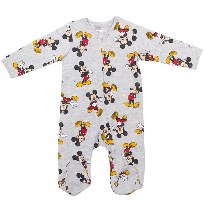 Disney Mickey Mouse Footed Baby 2 Pack Zip Up Sleep N' Play Coveralls Newborn to Infant, 3 of 9