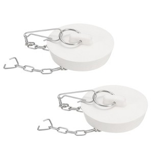 Unique Bargains Rubber Stainless Steel Beaded Chain with Pull Ring Drain Stoppers 2 Pcs - 1 of 4