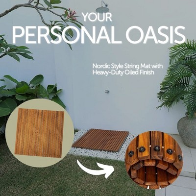 Nordic Teak 30" x 30" Oiled Shower and Bath Mat with Rubber Footing