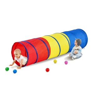 VEVOR Kids Play Tunnel Tent for Toddlers, Colorful Pop Up Crawl Tunnel Toy for Baby or Pet, Collapsible Gift, Red/Yellow/Blue Multicolor - 1 of 4