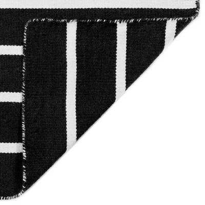 Sleek Serenity Black Stripe 5' x 7' Reversible Synthetic Rug