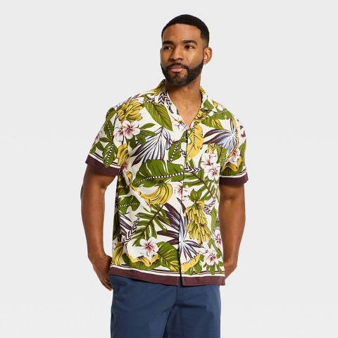 Мужские рубашки Goodfellow & Co Men's Short Sleeve Vacay Floral Button-Down Shirt - Goodfellow & Co™ Brown L